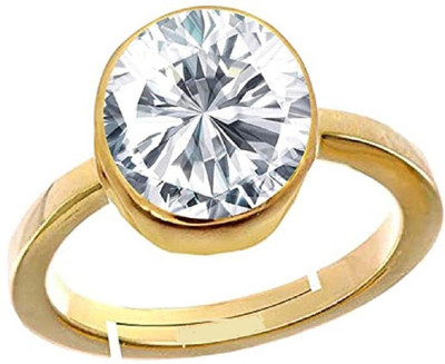 Vanishree World 5.25 Ratti 4.75 Carat American Diamond/Zircon Certified Natural Gemstone Brass Zircon Gold Plated Ring