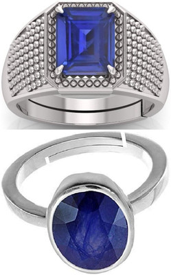 BHAIRAW GEMS Moonstone Stone Silver Adjustable Ring Stainless Steel Ring