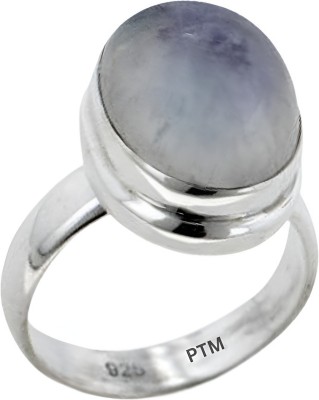 PTM Natural Moonstone (Chandrakant Mani) Gemstone 6.25 Ratti or 5.5 Ct for Unisex Sterling Silver Ring