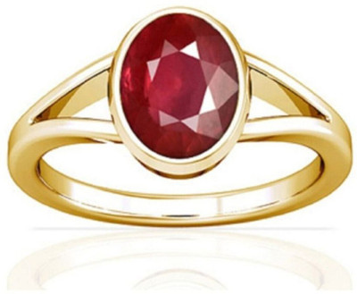 Gemzonite 5.25 Ratti Natural Certified Ruby Manik Stone Ruby Gold Plated Ring