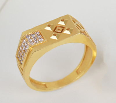 GORASH CREATION Brass Cubic Zirconia Gold Plated Ring