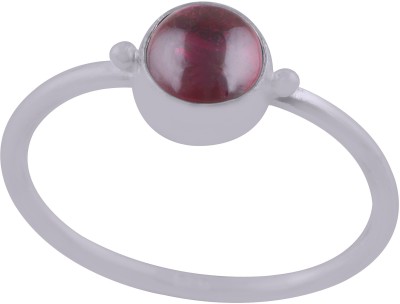 Silver And Gem SGE Natural Garnet 6mm Round Shape Gemstone 925 Sterling Solid Silver Ring Sterling Silver Silver Plated Ring