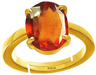 AQUAGEMS Hessonite (Gomed) 10.25 Ratti or 9.50 Ct Gemstone For Men Five Metal Adjustable Alloy Ring