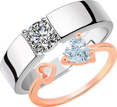 mahi Alloy Cubic Zirconia Rhodium Plated Ring