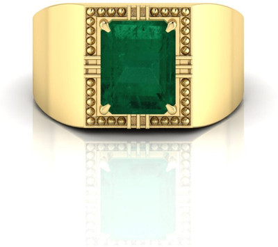 Pranjal Gems Natural 12.25 Ratti Panna Emerald Gold Shell Emerald Ring