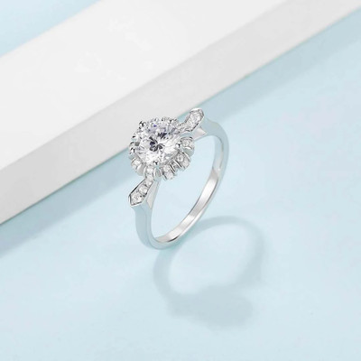 Shree Shyam Jewells Silver Cubic Zirconia Sterling Silver Plated Ring