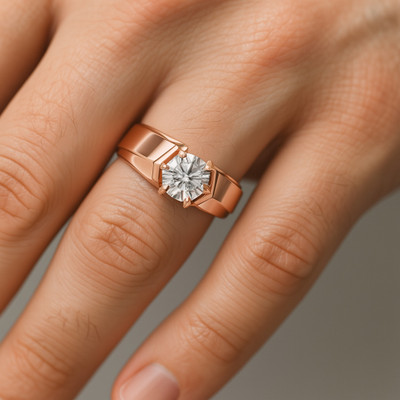 heerogem RING Silver Moissanite Sterling Silver Plated Ring