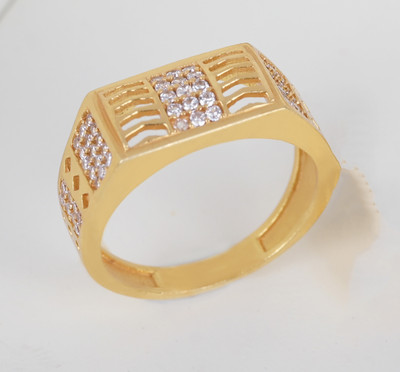 GORASH CREATION Brass Cubic Zirconia Gold Plated Ring