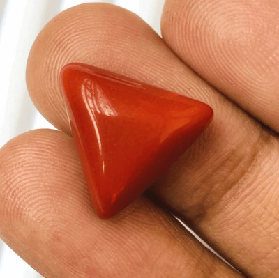 VishvMa 8.25 Ratti Natural Coral Moonga Gemstone A1 Quality With Lab Certified Stone, Brass Opal Brass Plated Ring