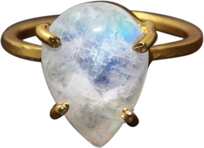 G-Vogue Brass Moonstone Gold Plated Ring