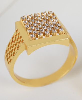 GORASH CREATION Brass Cubic Zirconia Gold Plated Ring