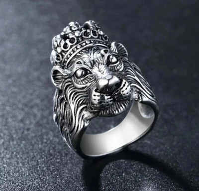 Vedansh Alloy Black Silver Plated Ring