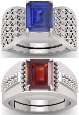 BHAIRAW GEMS Moonstone Stone Silver Adjustable Ring Stainless Steel Ring
