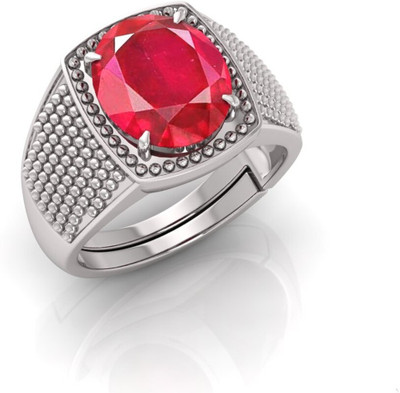 TODANI JEMS 14.25 Ratti Ruby Gemstone Adjustable Ring With Lab CertificateFF Stone Ruby Silver Plated Ring