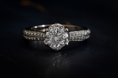 ANORI Stainless Steel Cubic Zirconia Rhodium Plated Palm Ring