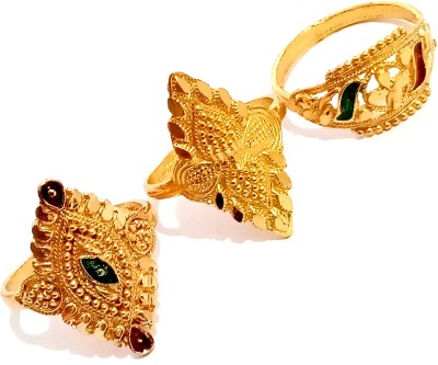 Nawab Collection Trendy Beautiful Gold-Plated Attractive Women Fashion Ring Alloy Gold Plated Ring Set