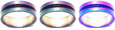 Dynamic Retail Global Set of 3 Rings for Men & Women, Multicolor-Multicolor Alloy Ring