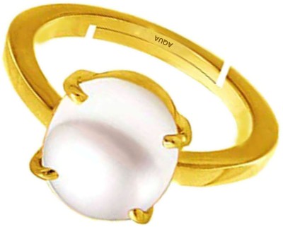 AQUAGEMS Pearl (Moti) 7.25 Ratti or 6.50 Ct Panchdhatu (5 Metal) Women Adjustable Stone Ring