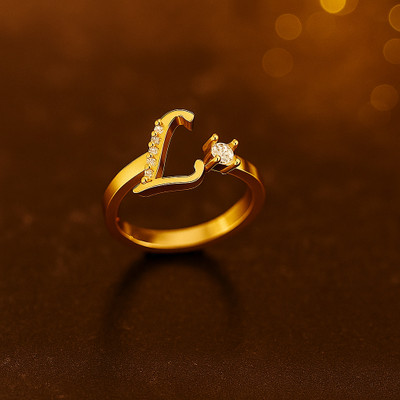 BOGHRA SALES L Letter stylish design ring for Girls,women Alloy Diamond Gold Plated Ring