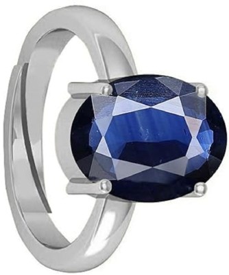 KUSHMIWAL GEMS 10.25 Ratti (AA++) Certified Natural Blue Sapphire Ring Nilam/Neelam Stone Ring Brass Sapphire Silver Plated Ring