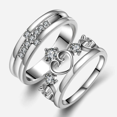 Diivine Hindu Brass, Stainless Steel, Copper Cubic Zirconia Rhodium, Silver, Titanium Plated Ring