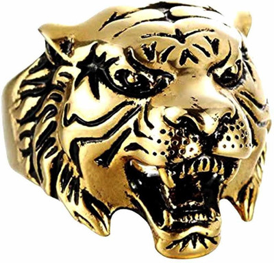 Samn SAMN Stainless Steel Gold Plated Tiger Ring For MEN, WOMEN, BOYS AND GIRLS Stainless Steel Ring