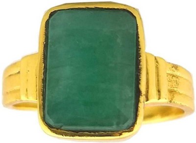 prateek enterprises PRATEEK ENTERPRISES NATURAL AND CERTIFIED EMERALD (PANNA) ADJUSTABLE RING Brass Emerald Gold Plated Ring