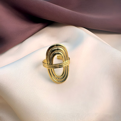YLSJEWELS Gold-Plated Fashion Alloy Ring – Oval Modern Design Alloy Gold Plated Ring