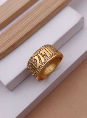 MAME CREATION Gold Plated Diamond Wedding,Partywear ring-102 Brass Diamond Gold Plated Ring