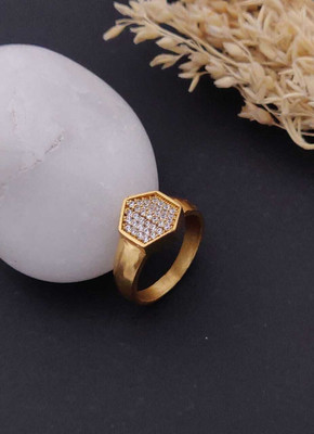 mahi creation Brass, Copper Diamond Gold Plated Ring