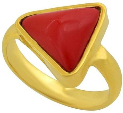 GALAXY ASTRO 8.25 CARAT Super Quality Natural Red Coral (Munga) Stone Panchdhatu Metal Coral Gold Plated Ring
