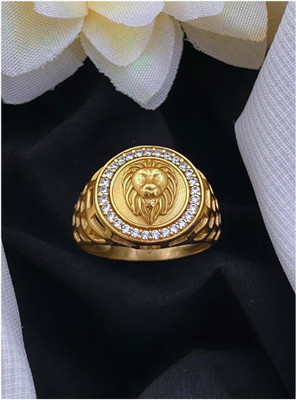 Pandadi Collection Stylish Brass Diamond Gold Plated Ring Brass Diamond Gold Plated Ring