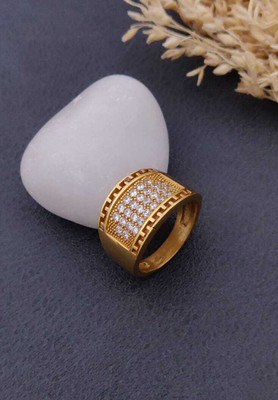 Mahi creations Gold Plated Diamond Wedding,Partywear ring-158 Brass Diamond Gold Plated Ring