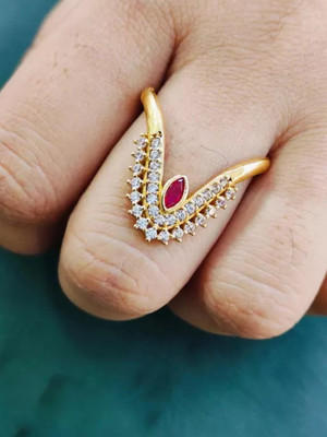 DIMIKI Gold Plated AD Vangi Ring Alloy Cubic Zirconia Ring