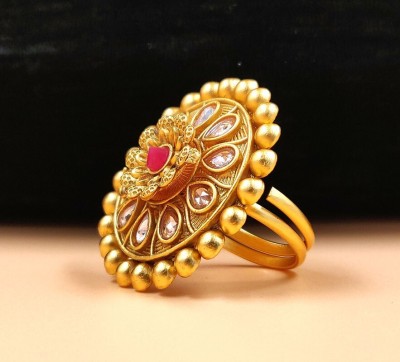 JYONA Neelam Rajwadi Look Gold Plated Adjustable Finger Ring for Women(JYONA FASHION) Brass Diamond Gold Plated Ring