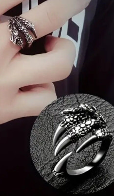 Alviira Owl Ring & Dragon Claw Ring for Men and Women, house of dragon ring (pack of 2) Stainless Steel Silver Plated Ring Set