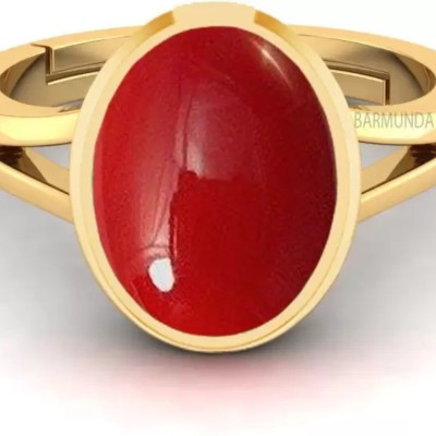 Lexri Ratti Red Coral Moonga Panchdhatu ring for men and women Brass Coral Rhodium Brass Ring