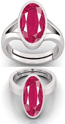 BHAIRAW GEMS Moonstone Stone Silver Adjustable Ring Stainless Steel Ring