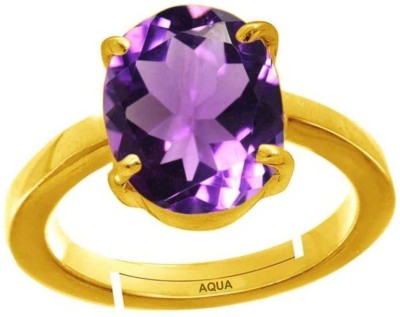 AQUAGEMS Amethyst (Kathela) 5.25 Ratti or 5 Ct Gemstone for Women 5 Metal Adjustable Alloy Ring