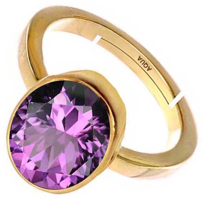 AQUAGEMS Amethyst (Kathela) 10.25 Ratti or 9.50 Ct Gemstone for Women 5 Metal Adjustable Alloy Ring