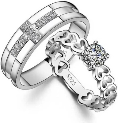 VIANSH Alloy Cubic Zirconia Sterling Silver Plated Ring Set