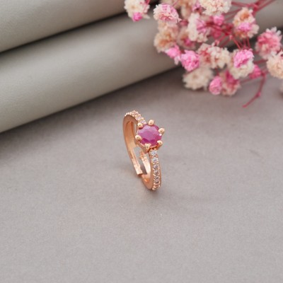 harikrupa Stainless Steel Cubic Zirconia Gold Plated Ring