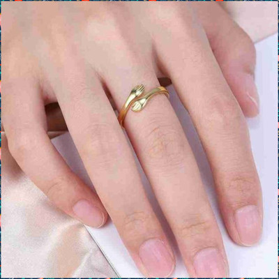 Zaphariq Golden Adjustable Friendship and Loved Ones Cuddle Hug Ring For Women And Girls Alloy Gold Plated Ring