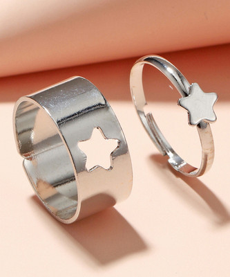 TheVineGirl Silver Star Couple Ring Matching Wrap Finger Ring For Ladies Alloy Silver Plated Ring Set