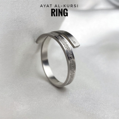 19th July Jewels 19TH JULY JEWELS- Ayatul Kursi Sutra Islamic God Messenger Ring. Stainless Steel Silver Plated Ring