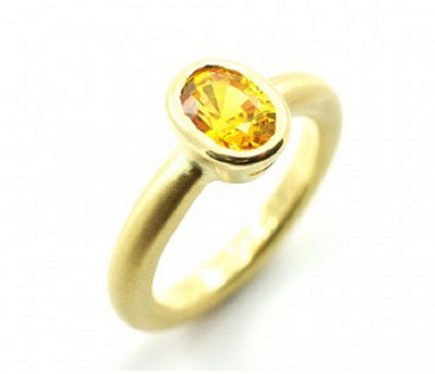 Jewelswonder Yellow SapphireStone (Pukhraj) Panchdhatu Alloy Sapphire Gold Plated Ring Stone Sapphire Gold Plated Ring