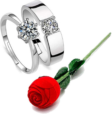 MEENAZ Copper, Brass, Crystal, Stone, Brass, Silver Cubic Zirconia, Crystal, Diamond Platinum, Rhodium, Sterling Silver Plated Ring Set