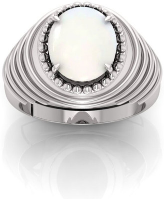 Pranjal Gems 12.25 Ratti Opal Gemstone Adjustable Ring With Lab CertificateGA Crystal Opal Sterling Silver Plated Ring