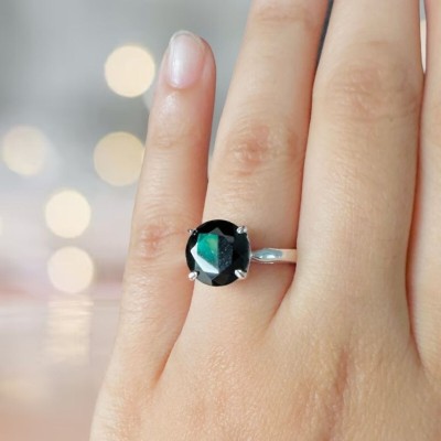 Gemzonite Certified Black Sulemani Hakik Stone Ring For Women and Men Brass Ring