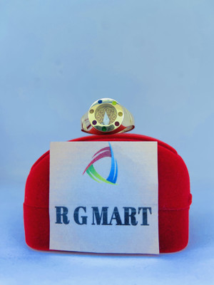 R G MART Ashtadhatu Shriyantra Shank 7 Stone With Para Brass Gold Plated Ring